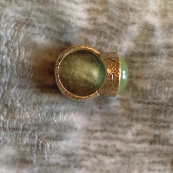 Silver and light green cabochon ring about 6.5 - Picture 4 of 5